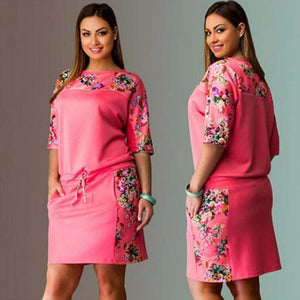 Round neck sleeve print dress