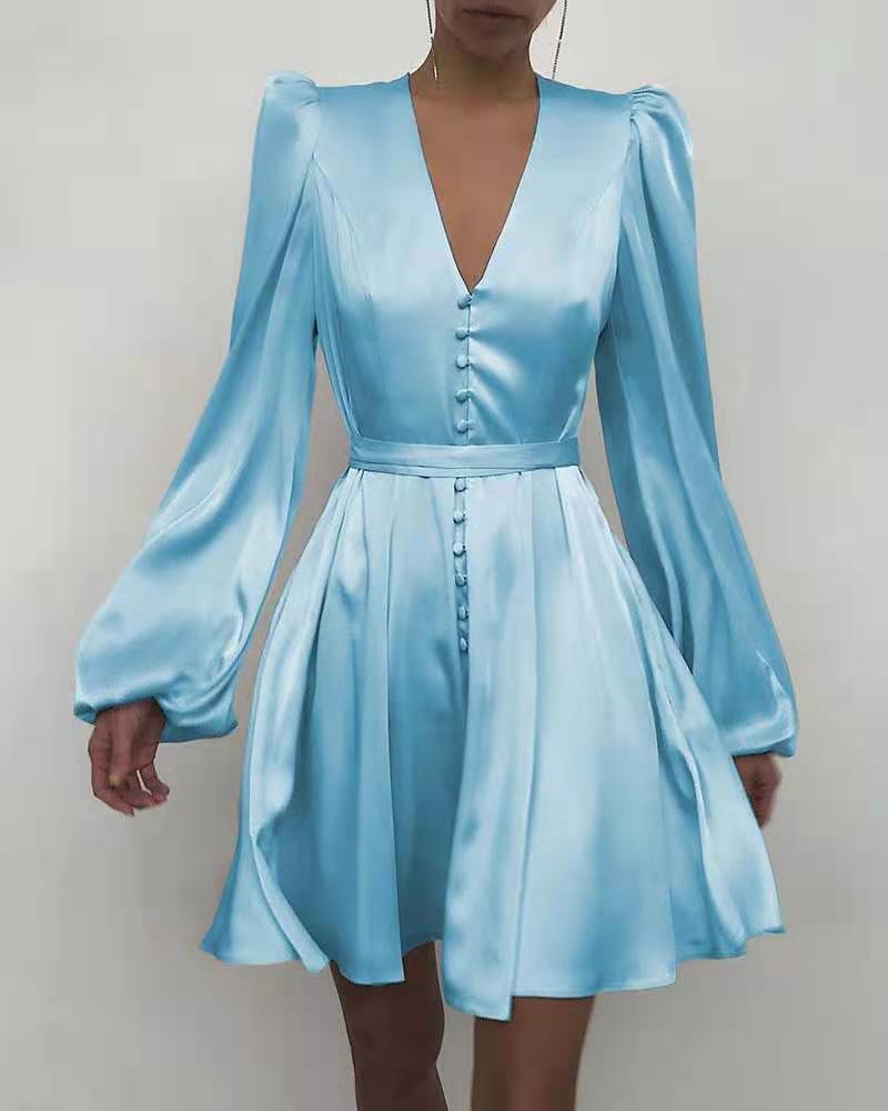 High Waist Lantern Dress