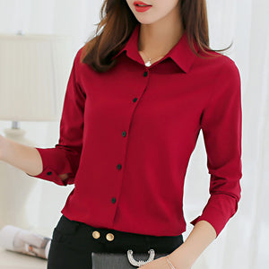 Women's Long-sleeved Chiffon Shirt