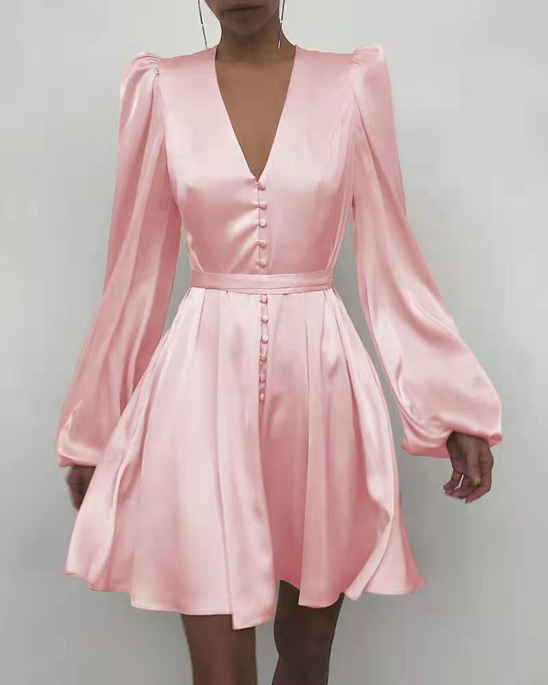 High Waist Lantern Dress