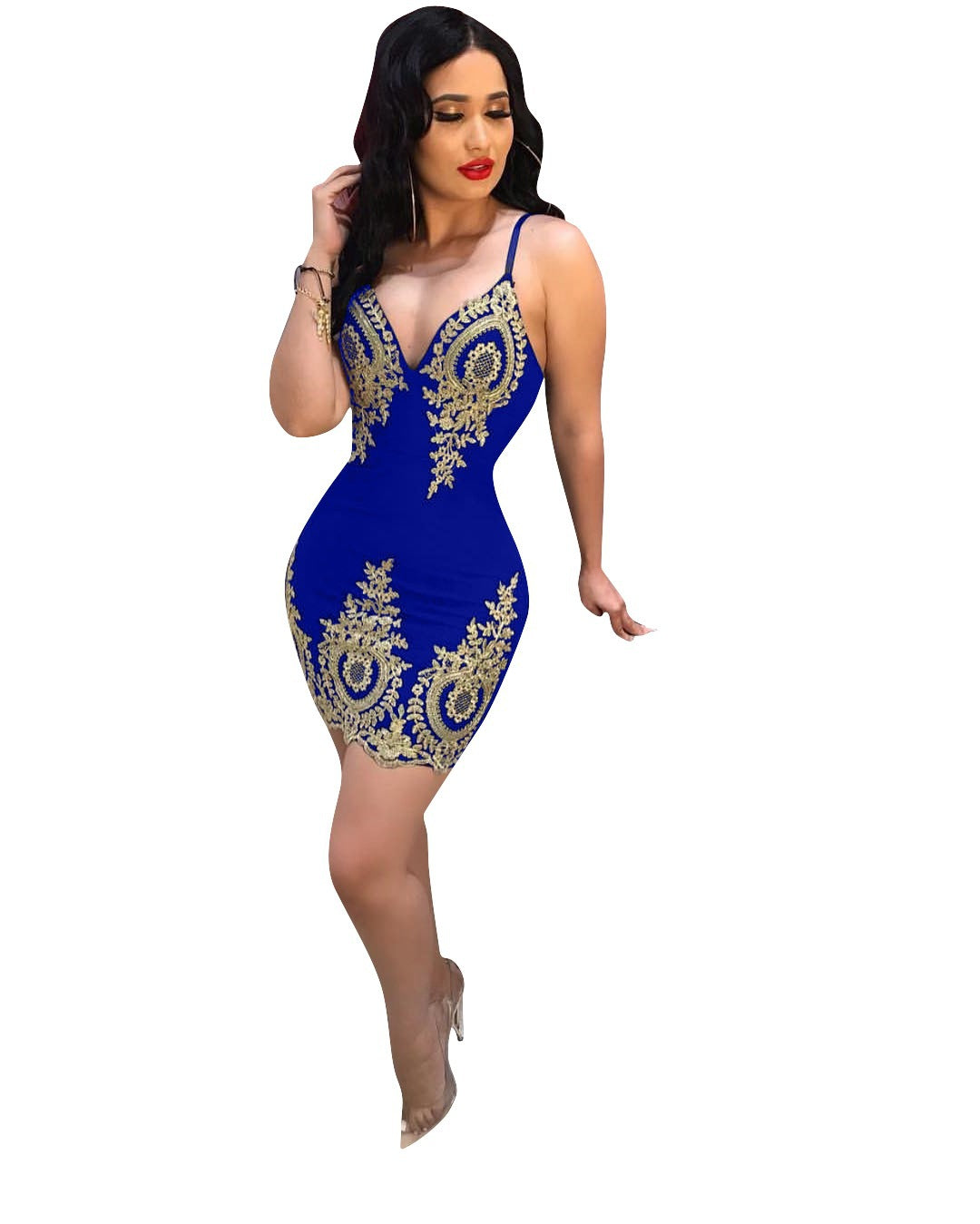 V-neck stretch dress