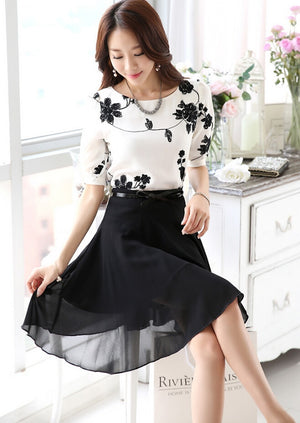 Chiffon Casual Shirt O Neck Half Sleeve blouse