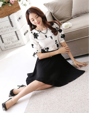 Chiffon Casual Shirt O Neck Half Sleeve blouse