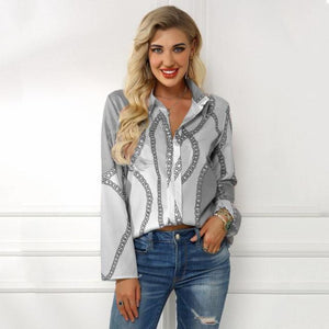 Turn Down Collar Long Sleeve Shirt