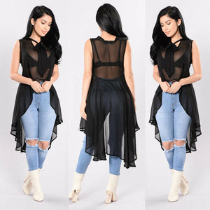Transparent Fluoroscopy Sleeveless Loose Blouse