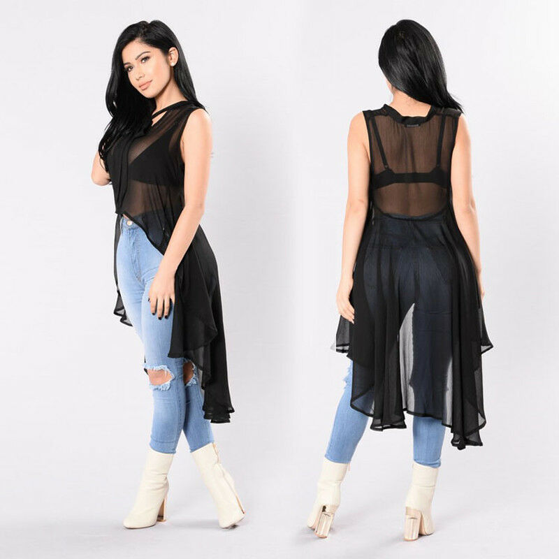 Transparent Fluoroscopy Sleeveless Loose Blouse