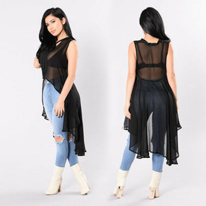 Transparent Fluoroscopy Sleeveless Loose Blouse