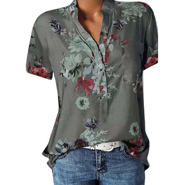 woman casual V-neck short-sleeved shirt