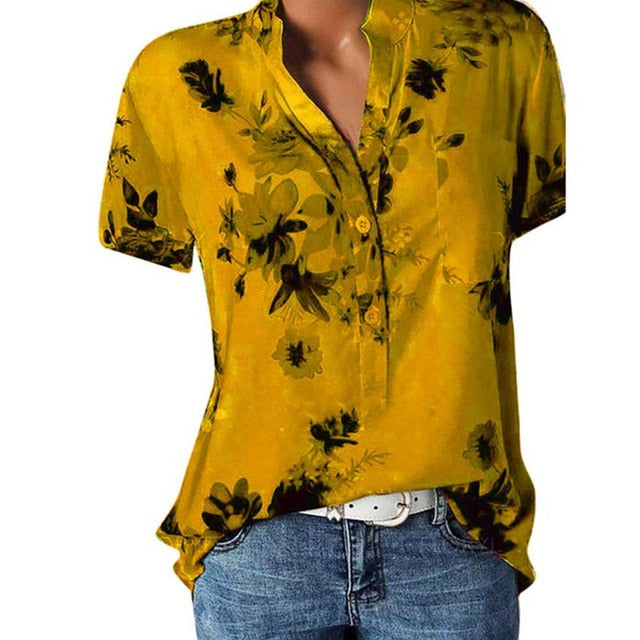 woman casual V-neck short-sleeved shirt