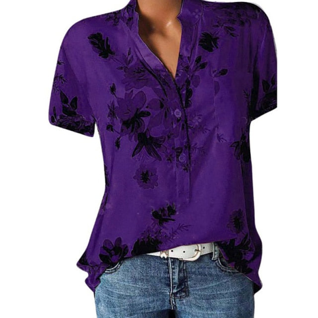 woman casual V-neck short-sleeved shirt