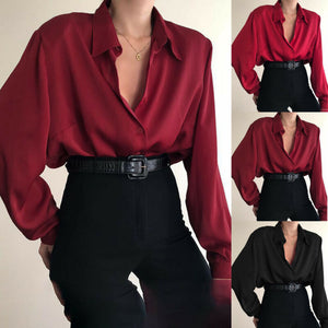 women Button Turn Down Collar Shirts