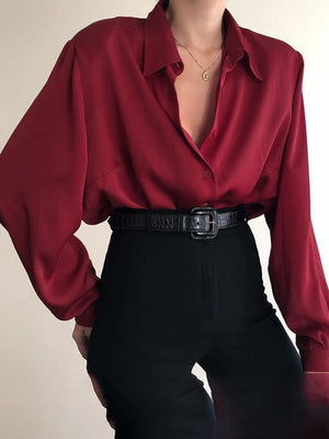 women Button Turn Down Collar Shirts