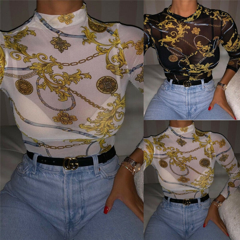 See Through Printed Shirt