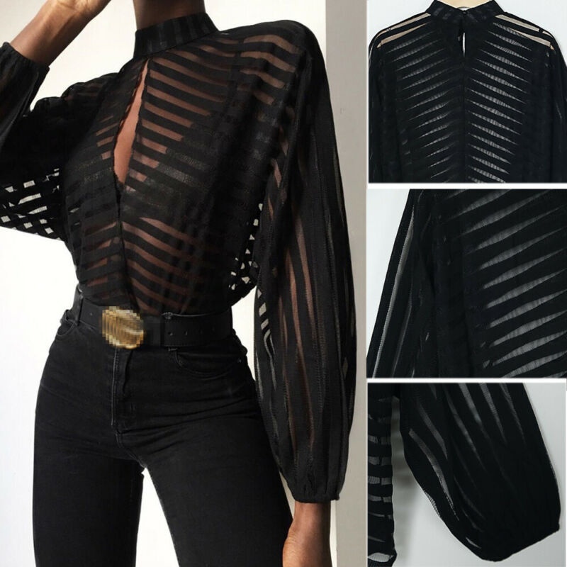 Sexy Women Mesh Sheer Blouses