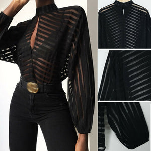 Sexy Women Mesh Sheer Blouses