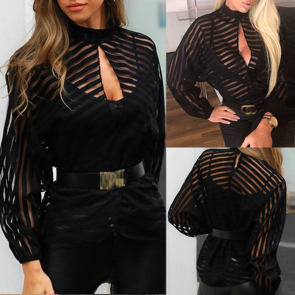 Sexy Women Mesh Sheer Blouses