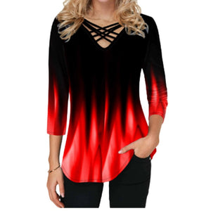 Cross V-Neck Tops Fashion