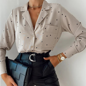 Turn Down Collar Women Blouse