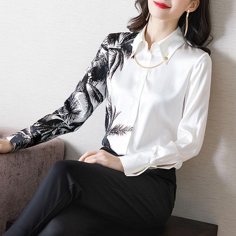 Long Sleeve White Printed Loose Top