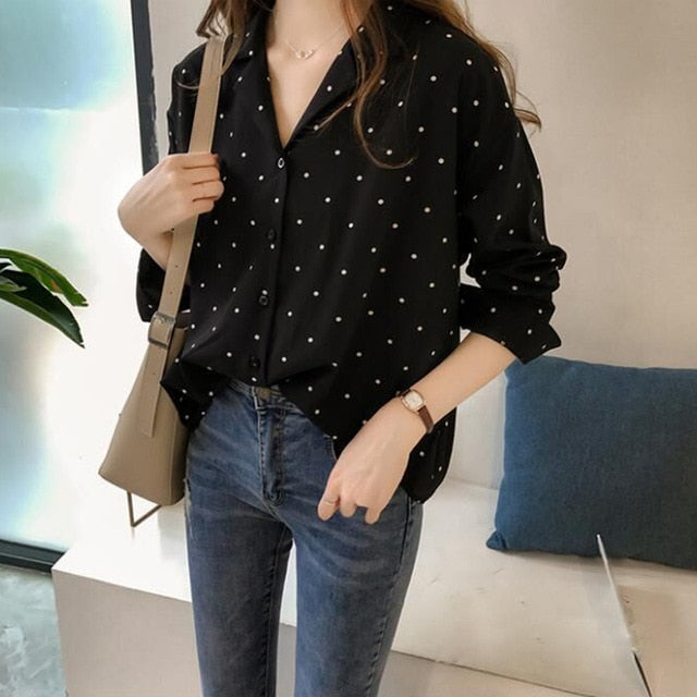 Turn Down Collar Women Blouse