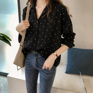 Turn Down Collar Women Blouse