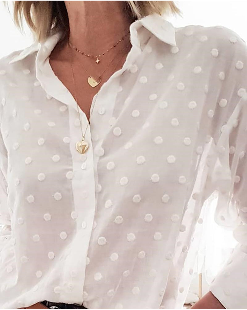 Polka Dot Elegant White Shirt