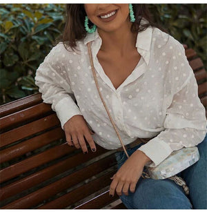 Polka Dot Elegant White Shirt