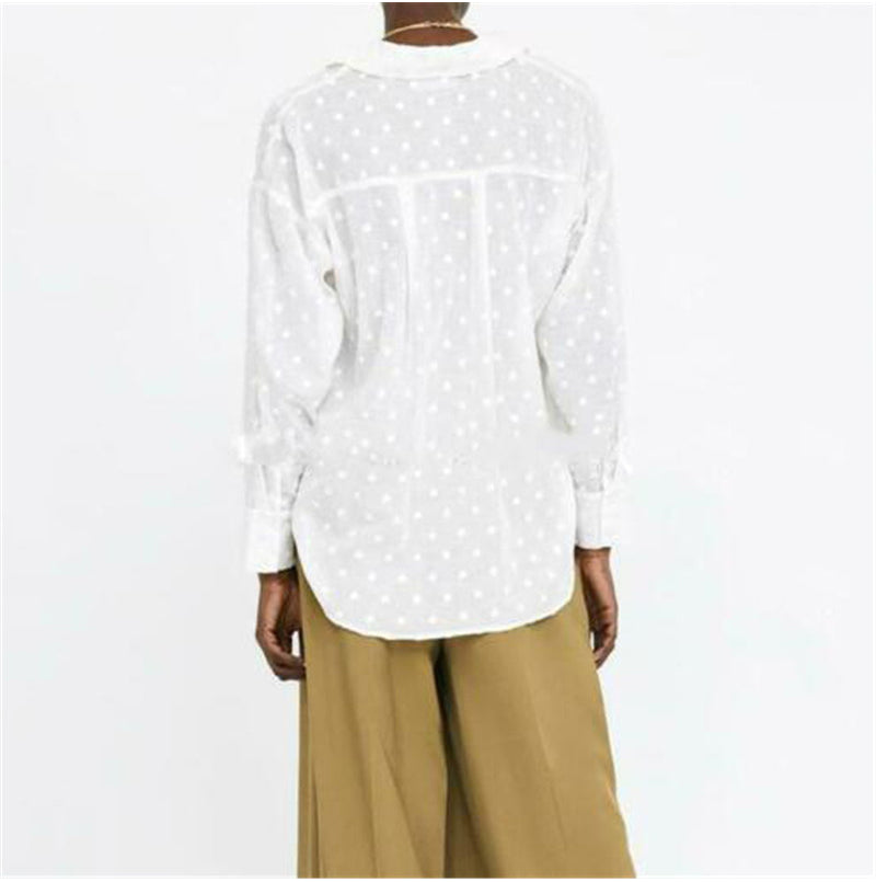 Polka Dot Elegant White Shirt