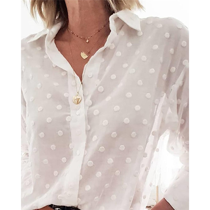 Polka Dot Elegant White Shirt
