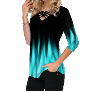 Cross V-Neck Tops Fashion