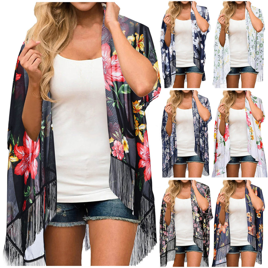 Chiffon Floral Loose Cover Up  Kimono