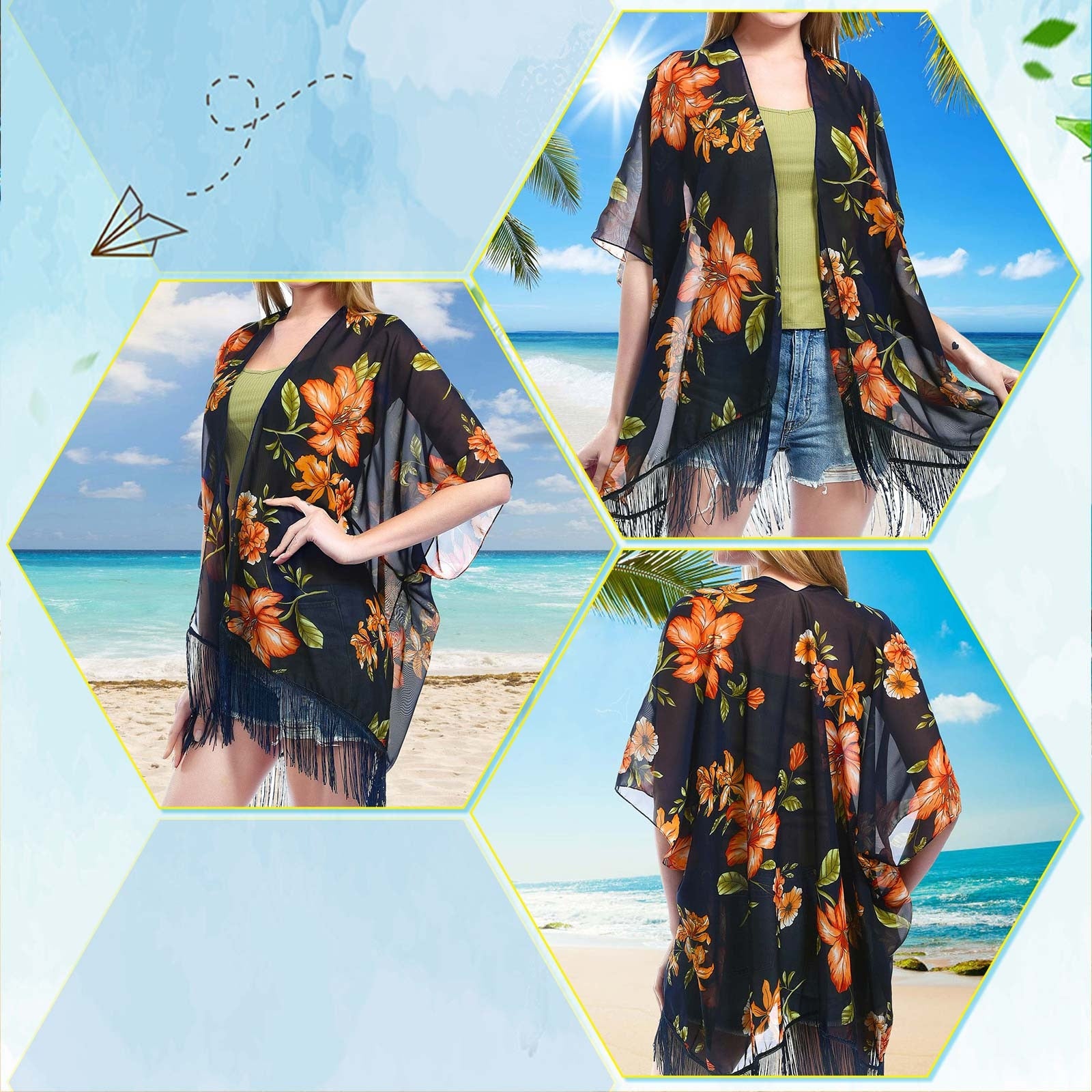 Chiffon Floral Loose Cover Up  Kimono
