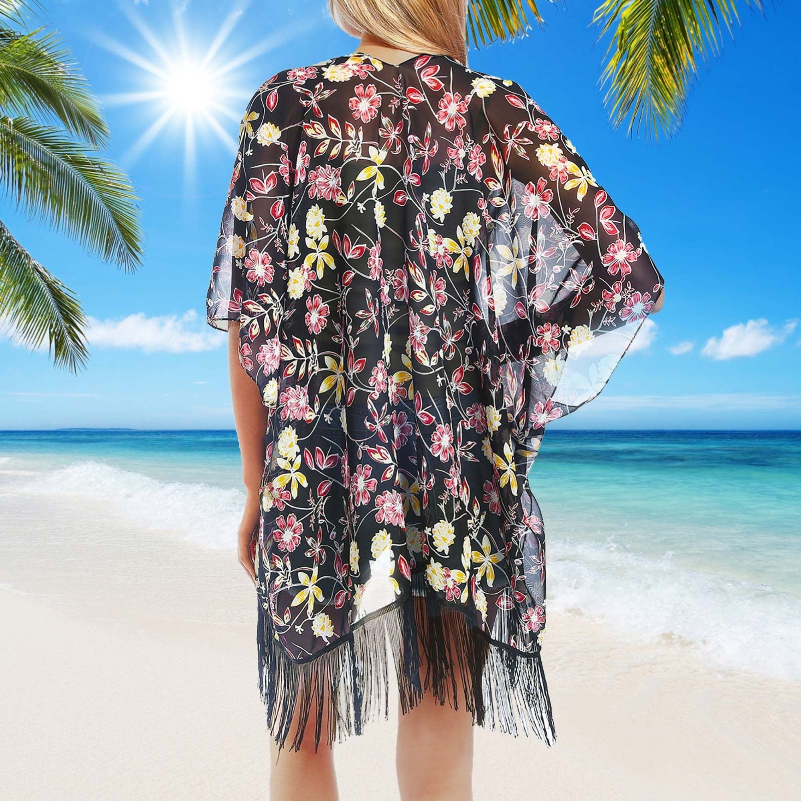 Chiffon Floral Loose Cover Up  Kimono