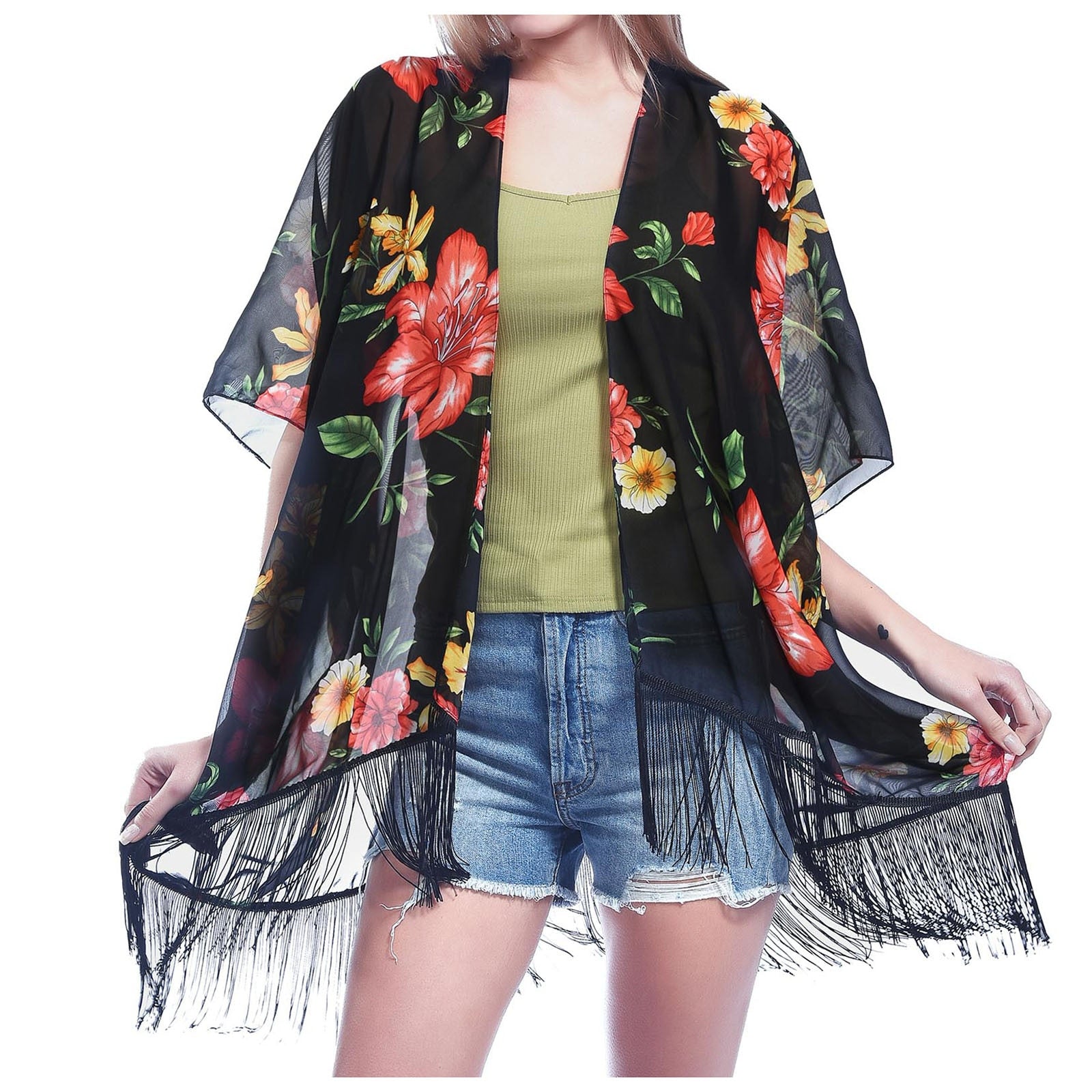 Chiffon Floral Loose Cover Up  Kimono