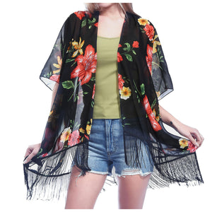 Chiffon Floral Loose Cover Up  Kimono