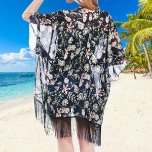 Chiffon Floral Loose Cover Up  Kimono
