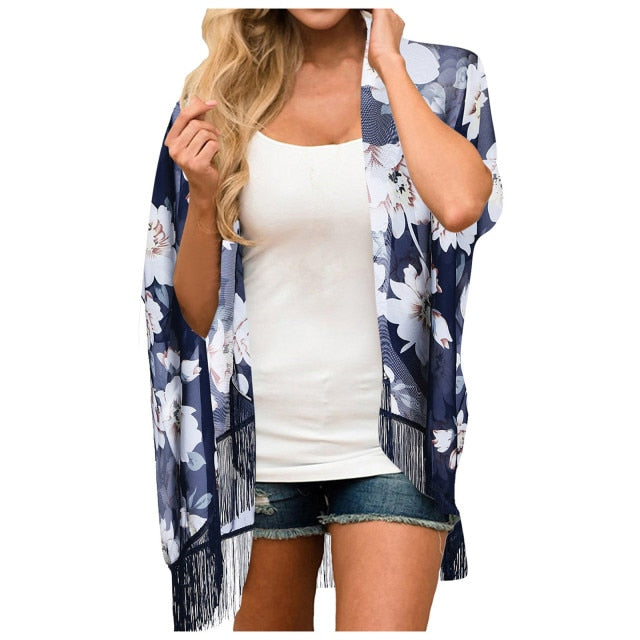 Chiffon Floral Loose Cover Up  Kimono