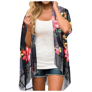 Chiffon Floral Loose Cover Up  Kimono