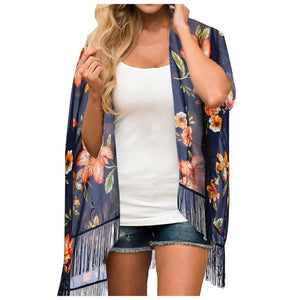 Chiffon Floral Loose Cover Up  Kimono