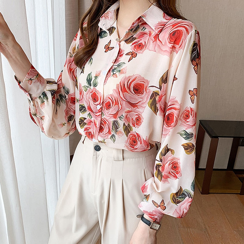 Elegant Rose Print  Office N Casual Shirt