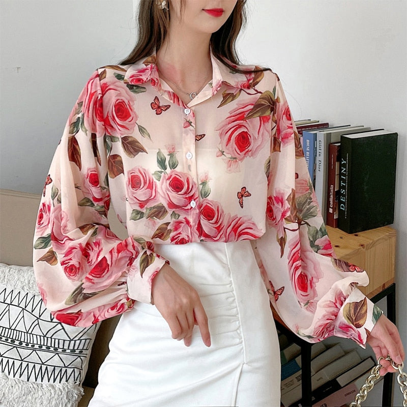 Elegant Rose Print  Office N Casual Shirt