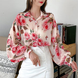 Elegant Rose Print  Office N Casual Shirt