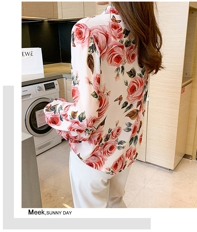 Elegant Rose Print  Office N Casual Shirt