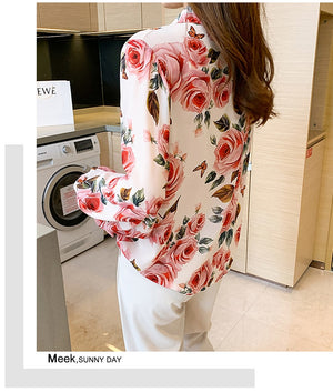 Elegant Rose Print  Office N Casual Shirt
