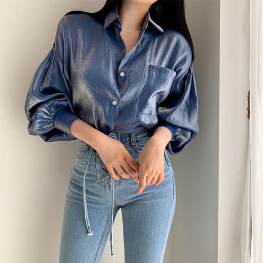Loose Lady Turn-down Collar  Shirt
