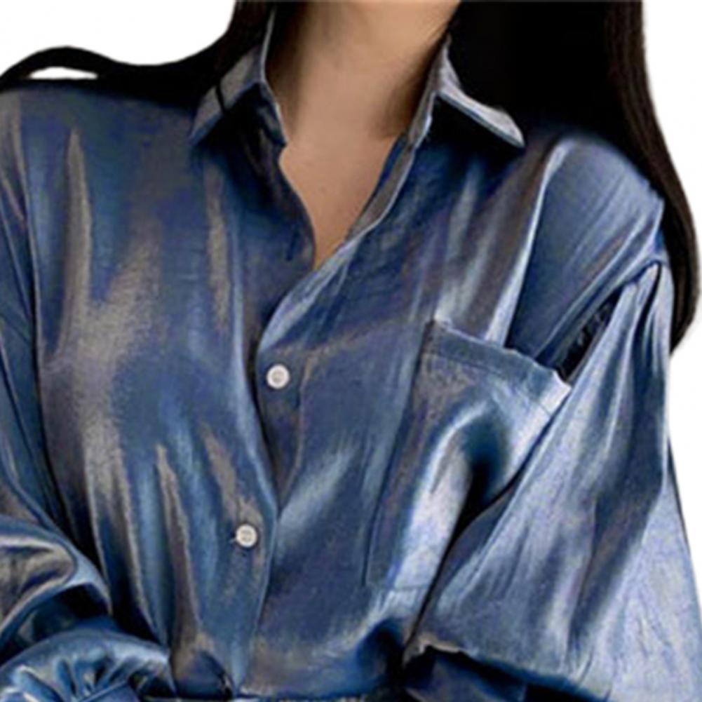 Loose Lady Turn-down Collar  Shirt